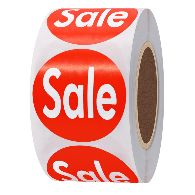 Hybsk Red Retail Sale Stickers 1.5" Round Circle Labels 500 Total Per Roll (Red) - Image 1